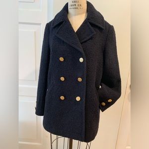 Joie Wool Blend Coat Dark Navy Blue Double Breasted Size M